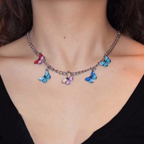 U-Magical Butterfly Angel Lock Key Smile Face Faux Pearl Pendant Necklace for Women Moon Heart Coin Medallion Necklace Jewelry