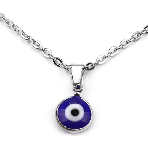 Vintage Silver Color Chain Pendant Necklace Charm Turkish Evil Eye Necklaces For Women Men Fashion Jewelry Lucky Gifts
