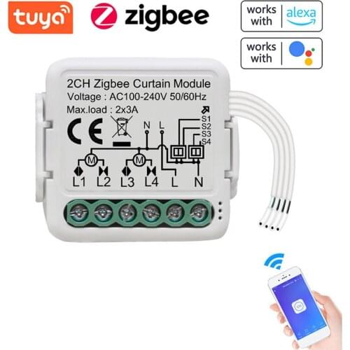 Tuya ZigBee Curtain Switch Module Intelligent Two-way Switch Curtain Modification Module For Alexa Google Home Voice Control