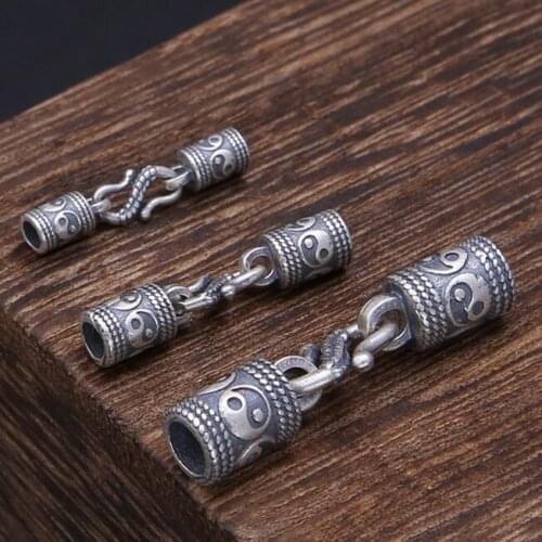 100% 925 Silver Bracelet fasteners Sterling Necklace fasteners Pure Silver Jewelry Clasp Hook Fengshui Bagua Symbol Good Luck