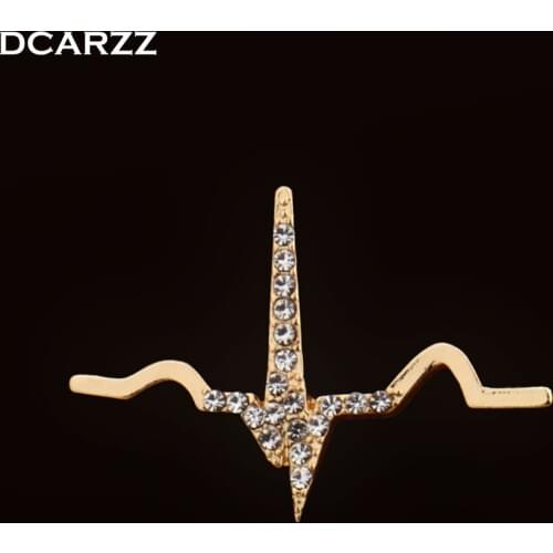 Gold Color Crystals Baby Heartbeat Pulse Pins Women/Men Lapels Medical Jewelry Mom Gift Doctor/Nurse Brooches Metal Badge
