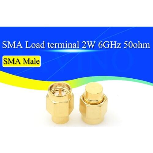 2PCS 2W 6GHz 50 ohm SMA Male RF Coaxial Termination Dummy Load Gold Plated Cap Connectors Accessories