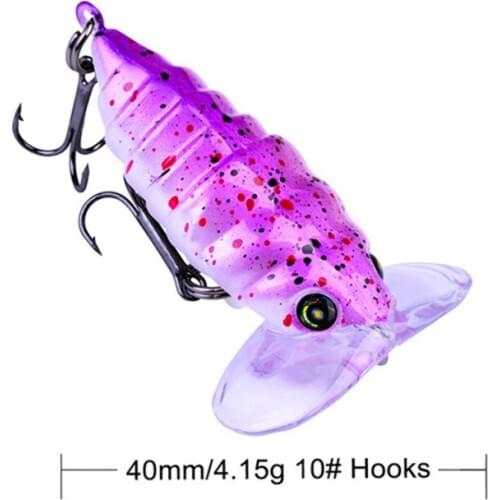 2pcs/lot Insects Fishing Lure Plastic Hard Fishing Bait 4cm 5g Artificial Fishing Lures Wobblers Swimbaits Fishing Accessories