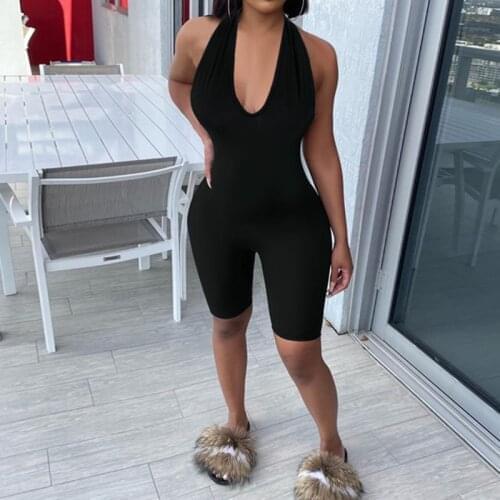 2021 Fashion Fitness Yoga Sport Playsuit Women Sleeveless Backless Romper Sexy Halter Jumpsuit Streetwear Summer Sportswear