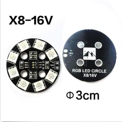 2x RGB 5050 LED Light 7 Color Circle X8-16V w/DIP Switch for QAV250 DJI Phantom
