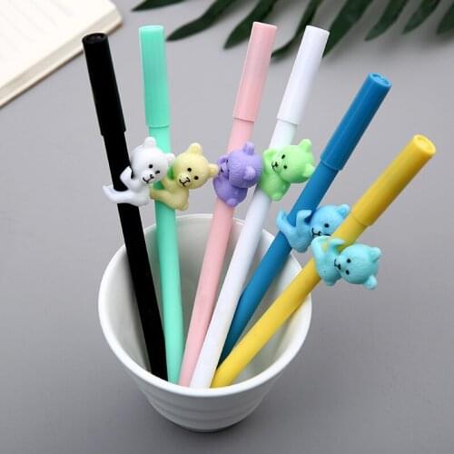 36 pcs/lot Creative Bear Gel Pen Cute 0.5 mm black Ink Signature Pens Promotional Gift Office School Supplies