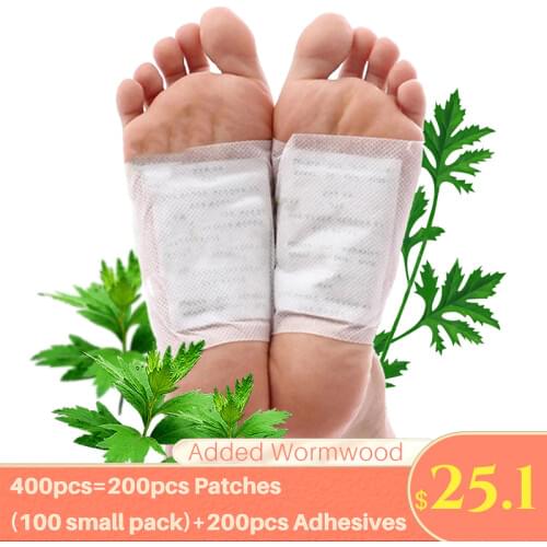 400PCS/lot Kinoki Detox Foot Patches Wormwood Bamboo Charcoal Pads With Adhersive Foot Care Tool Improve Sleep Foot Sticker