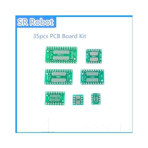5set 35pcs PCB Board Kit SMD Turn To DIP Adapter Converter Plate SOP MSOP SSOP TSSOP SOT23 8 10 14 16 20 28 SMT To DIP DIY