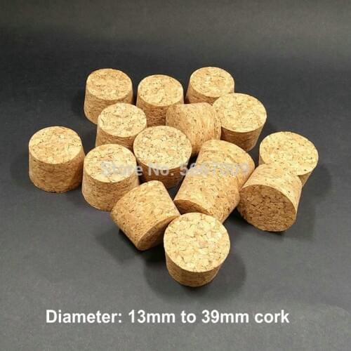 50pcs Top DIA 13mm to 39mm Wood Cork Lab Test Tube Plug Essential Oil Pudding Small Glass Bottle Stopper Lid Customized