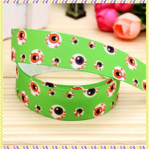 7/8'' Free shipping halloween printed grosgrain ribbon hairbow headwear party decoration diy wholesale OEM 22mm P4581