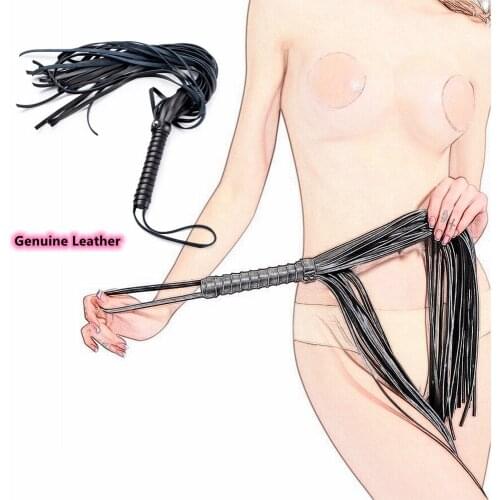Bdsm Bondage Sex Spank Toys of Genuine Leather Lash Slave Cosplay Lesbian Whip Fantasy Flogger with Sword Handle for Women Gay