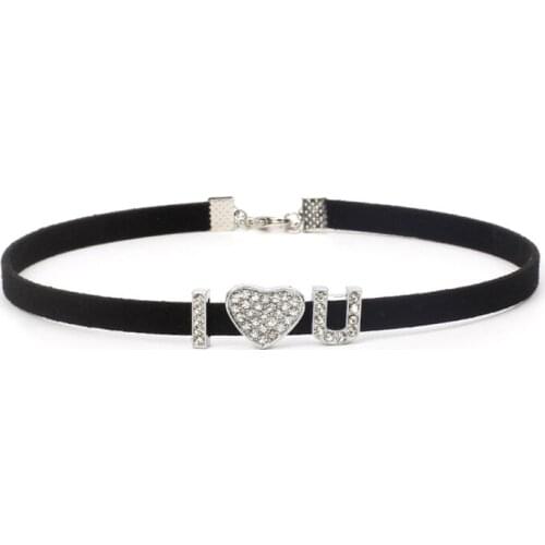 Sweet Letter Love Neckband Choker New Plain Black Velvet Ribbon Letters LOVE Rhinestone Statement Chokers Necklace