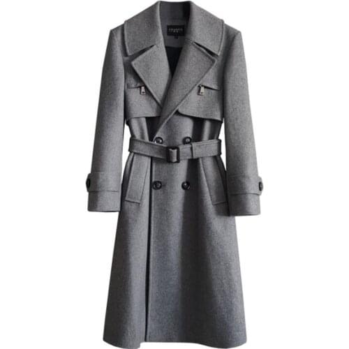 Long woolen coat mens пальто мужское grey brown black knee-length 2021 autumn winter new metal zipper handsome casaco masculino