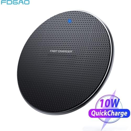 FDGAO 10W Qi Wireless Charger Receiver for iPhone 11 XR XS Max X 8 Airpods Pro Fast Charging Pad For Samsung Note 10 S20 S10 S9