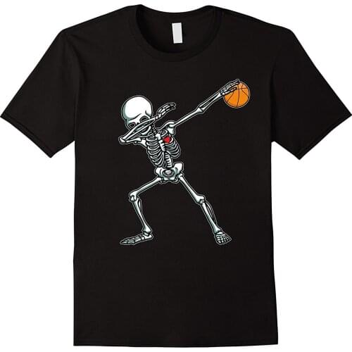 Halloween Dabbing Skeleton Basketballer T-Shirt Funny Dab Dance Top Quality Cotton Casual Men T Shirts Men Casual Shirt Tops
