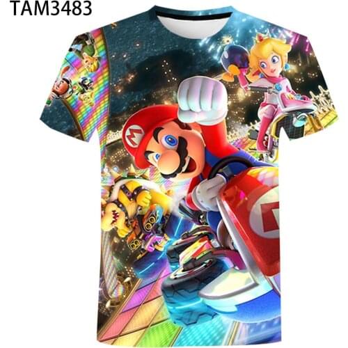 Mens Classic Cartoon Mario 3D T-Shirt New Harajuku Style Game Animation Childrens Clothing Boys Girls Street Cool Top