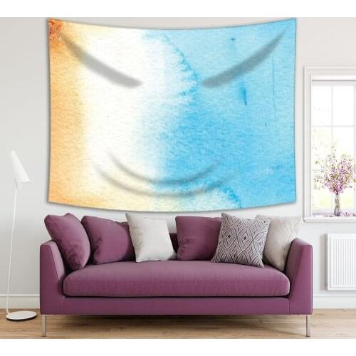 Tapestry Beach and Sea View from Above the Abstract Summer Watercolor Wash Artwork Brown White Blue