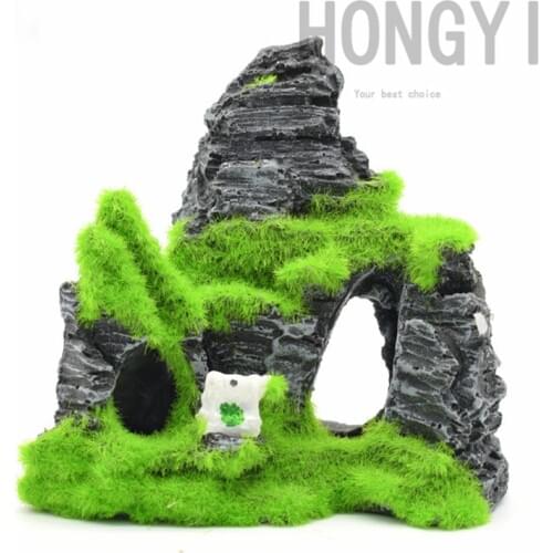 HONGYI 1 piece aquarium decorative landscaping small rockery stone island fish tank decoration stone mountain dodge house cave