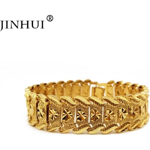 Jin Hui Fashion New African Ethiopia Gold color Men Bracelet Women Party Ornament Luxury Gifts for Friends Dubai Bangle Jewelry