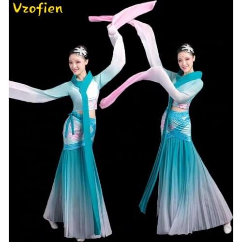 Classical Water Sleeve Dacne Clothing Traditional Yangko Costume Chinese Style Hanfu Dance Costume National Fan Dance Outfit