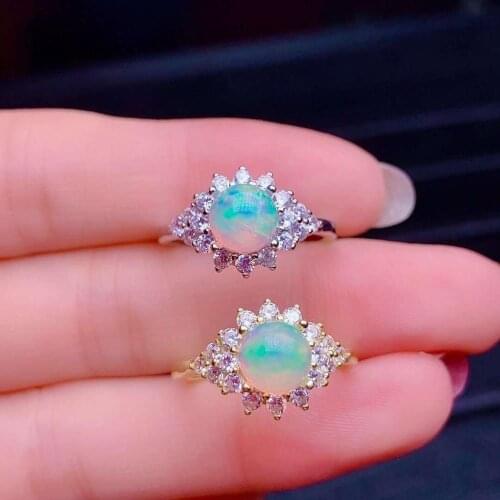 100% Natural And Real Opal Ring Solid 925 Sterling Silver For Women Colour Gem Opal Rings Fine Jewelry