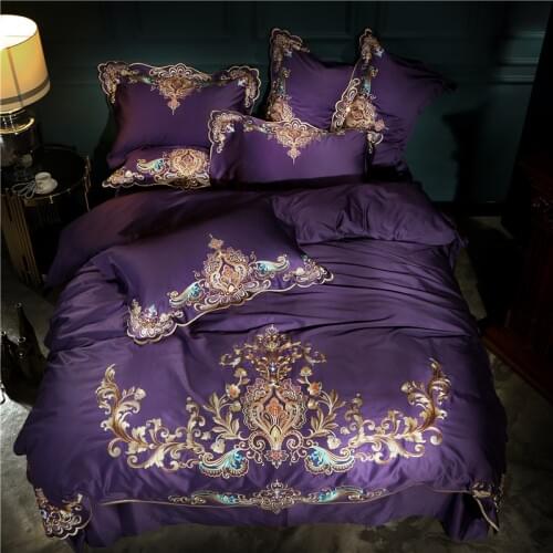 Wedding gift Egyptian cotton Embroidered Duvet Cover Sets Sheet Pillowcase Bedlinen Double 4pcs Queen King Size Bedding Sets