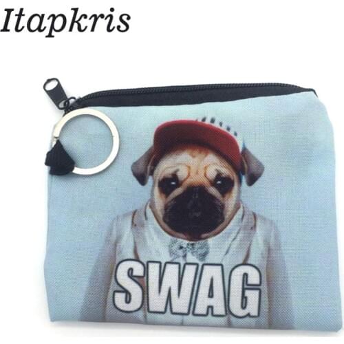 Dog Printing Housekeeper Coin Purse For Girl Children Small Key Wallet Pouch Cute Money Pocket ID Credit Card Holder Keyring