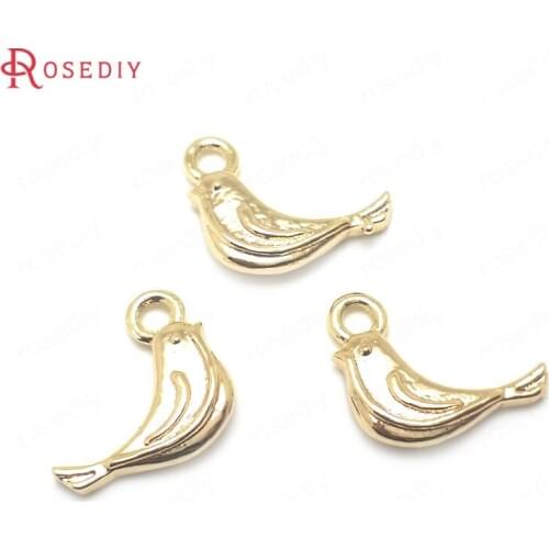 C510)10 pieces 15x9mm 24K Gold Color Brass Bird Charms Pendants High Quality Diy Jewelry Findings Accessories wholesale
