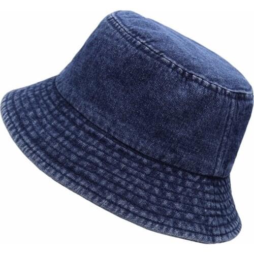 Summer Big size denim fisherman hat mens washed old sun hat womens flat bucket hats 55-58cm 58-62cm