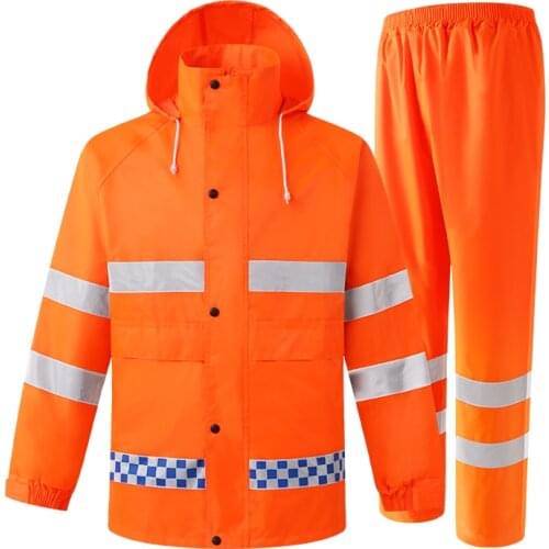 Raincoat Set Reflective Adult Impermeable Outdoor Cycling Waterproof Jacket Camping Hiking Fishing Rainproof Protective Gear