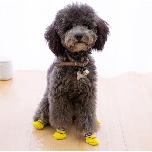 Yellow Little Yellow Duck Dog Socks Foot Cover Anti-dirty Puppy Home Socks Teddy Cat Anti-scratch Shoes Pet Products 4Pcs