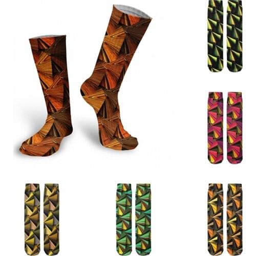 3D Printed Three-Dimensional Cotton Socks For Women Men Artistic Golden Casual Breathable Socks Fashion High Ankle Female Socks