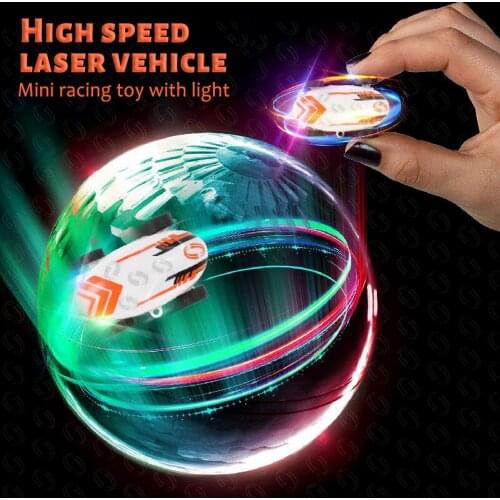 2021 New Mini High Speed Laser Car 360 Degree Special Effect Rotation Mini Pocket Toy Racing Childrens Toy Gift Key Buckle