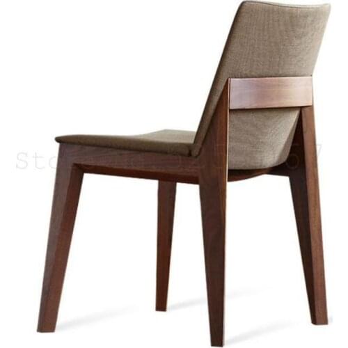 8000 Nordic solid wood dining chair leather linen art modern minimalist casual home fashion backrest chair