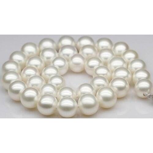 HUGE 18"11-12mm natural Australian freshwater white pearl necklace 925silver