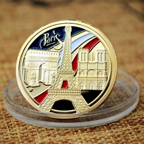 24k Gold Plated Commemorative Medallion Of Paris Tower Coin Collection Crafts Collectibles Home Decoration Challenge Coin