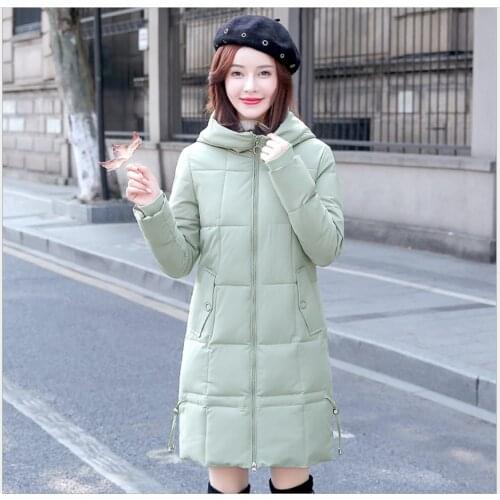 New Winter Parkas Women Loose Fit 90% Duck Down Coat Medium-long Thickness Hooded Jacket Warm Snow Pink Overcoat Outwear Green