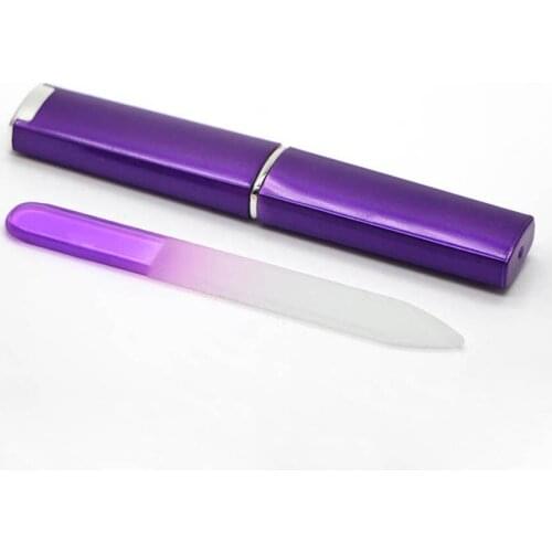110X PURPLE CRYSTAL GLASS NAIL FILE WITH HANDBAG 3 1/2" #NF009T