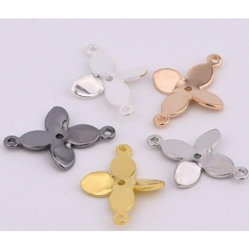 15 * 11mm solid arc shape four plum blossom pendant diy jewelry accessories shaped flower necklace connected pendant pendant