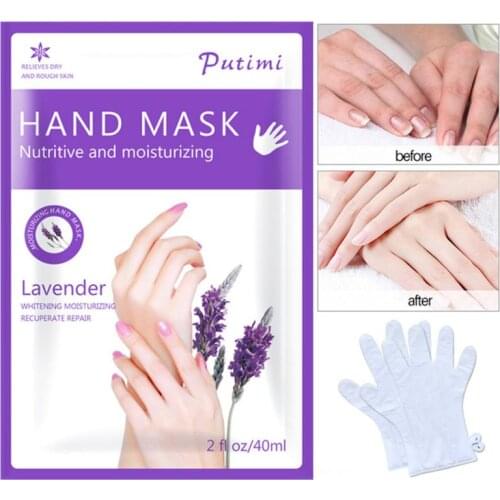 PUTIMI Aloe Hand Mask Lavender Essence Moisturize Spa Gloves Whitening Exfoliating Hand Scrub Remove Dead Hand Skin Care TSLM2