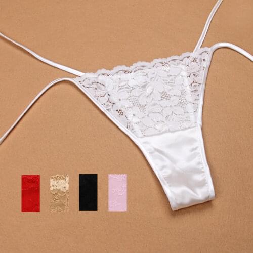 Sexy 100% Silk Thong Lace Underwear Color Waist Thin Silk Lace + T Pants