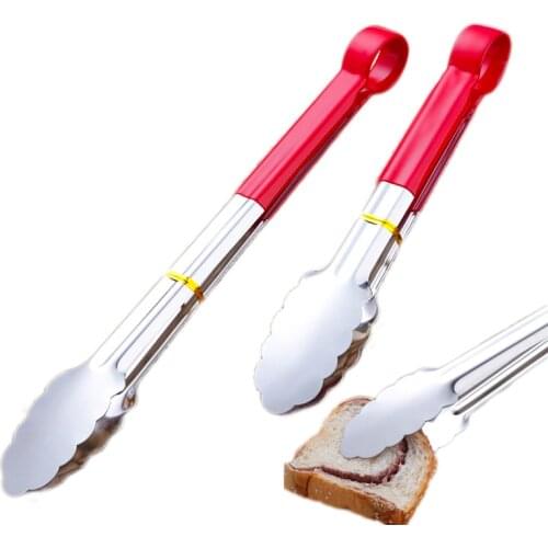 Barbecue Clip Steak Clamp Tongs Stainless Steel Food Clip Bread Clip Kitchen Skid-proof Silicone Handle Food Holder Length 48cm