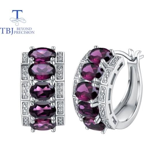 TBJ,Clasp earring with natural rhodolite earring 925 sterling silver fine jewelry elegant design for women best Valentine gift