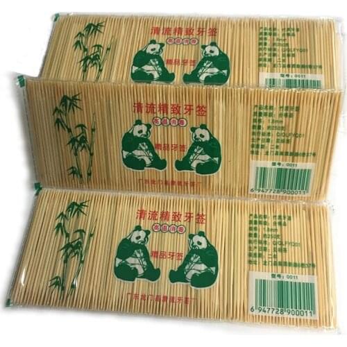1000 pcs = 4 bags Natural Bamboo Toothpicks Oral Care Double-headed Wooden Tooth Fruit-pieces Picker Hotel Home Disposable Use