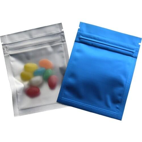 100pcs/lot Matte Surface Blue/Clear Front Zipper Top Mylar Pouch 7.5*10cm Heat Seal Aluminum Foil Ziplock Packaging Bags