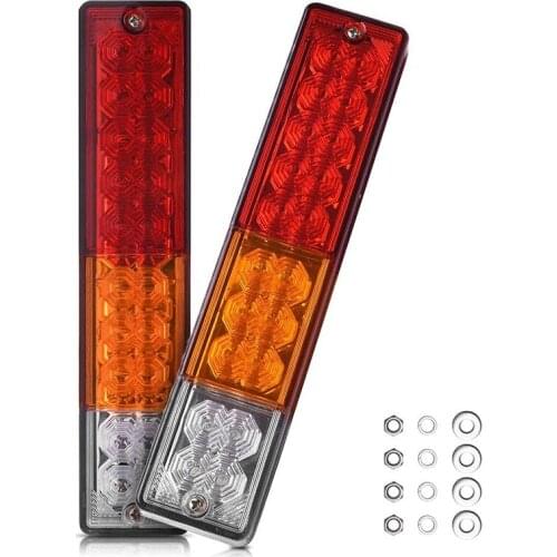 2PCS 20 LED Trailer Tail Lights DC12V Turn Signal Parking Reverse Brake Running Lamp for Car Truck Red Amber White