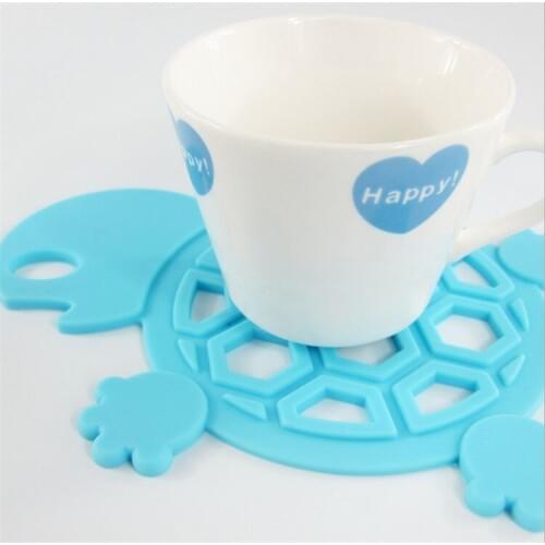 200 pcs Durable Creative Cute Yellow Turtle Silicone Waterproof Insulation Placemat Tableware Mat Cup Pad
