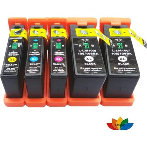5 Compatible LM100 LM105 LM108 XL Lexmark Interpret S305 S405 S505 S605 printer ink cartridges