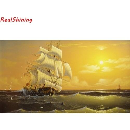 5D Diy Diamond Painting Cross Stitch full Square Diamond Embroidery Sea and sailboat picture for room Decor H1233