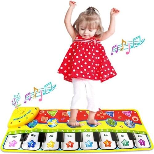 70x27CM Piano Mats Musical Carpets with 8 Keys & 6 Animals Sound Touch Baby Play Musical Carpet Mat Educational Toys for Kids